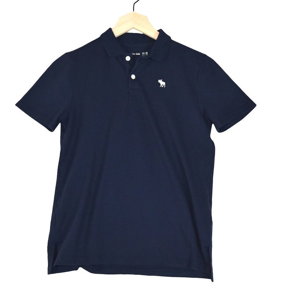 Abercrombie Kids Navy Polo Shirt Size 11/12 Youth Classic Moose Logo